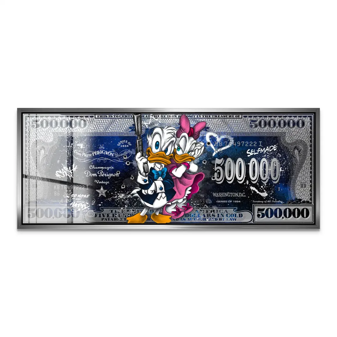 Donald & Daisy Duck Blue Pop Art Dollar Acrylglas Bild INGALERIE