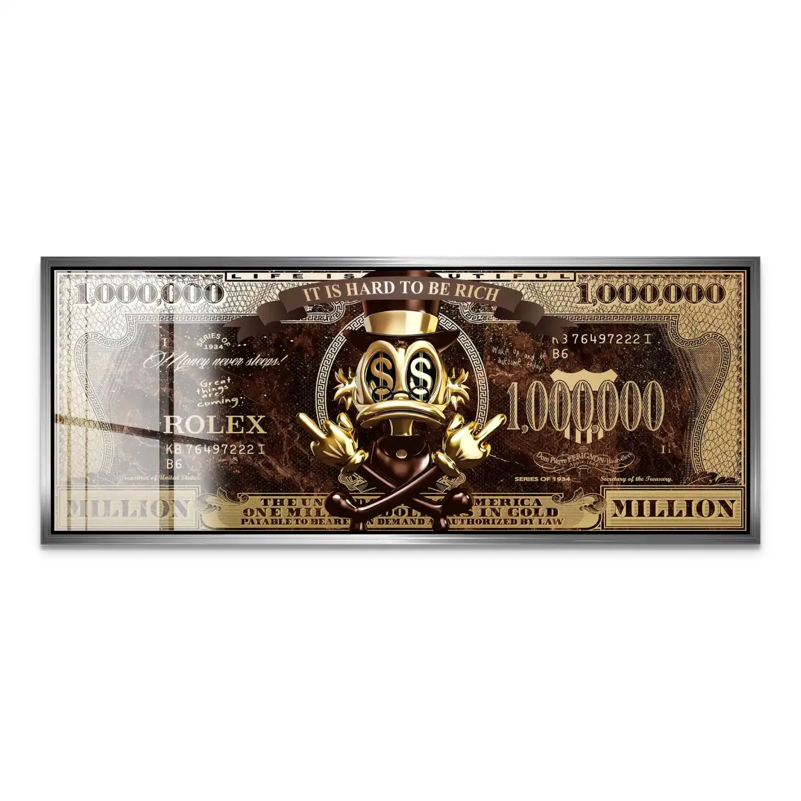 Dagobert Totenkopf Retro Dollar Acrylglas Bild INGALERIE