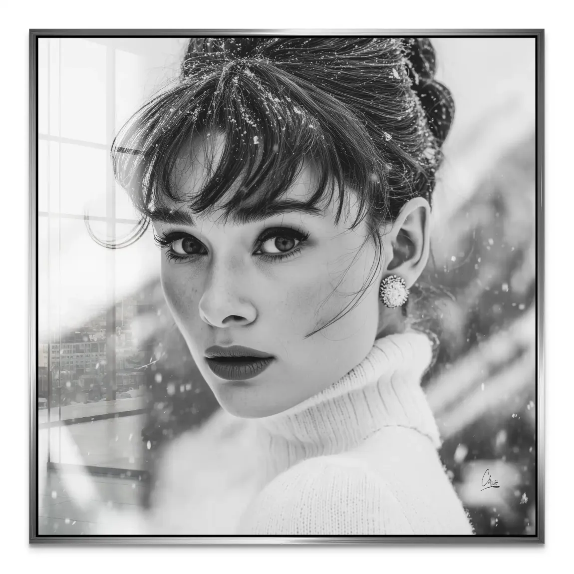 Audrey Hepburn Winter Portrait Acrylglas Bild