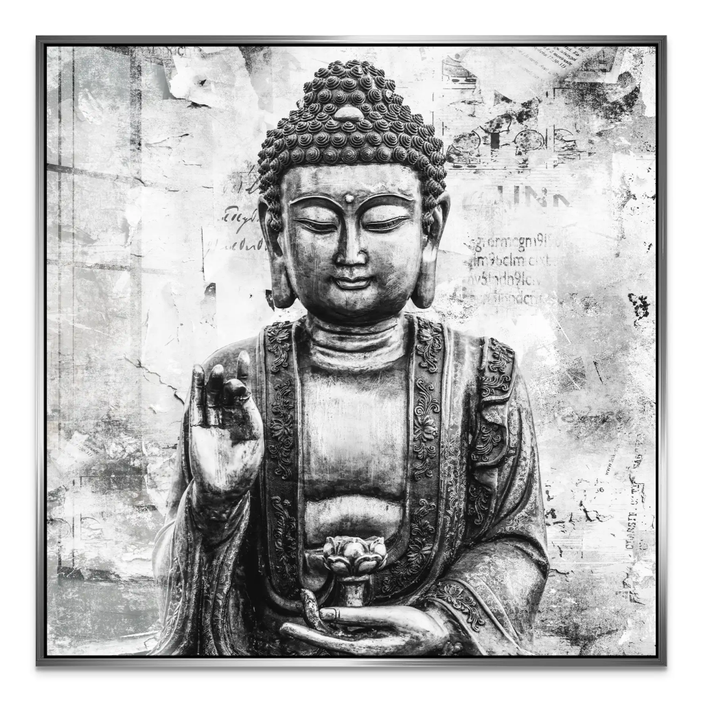 Buddha Abstrakt Black & White Acrylglas Bild INGALERIE