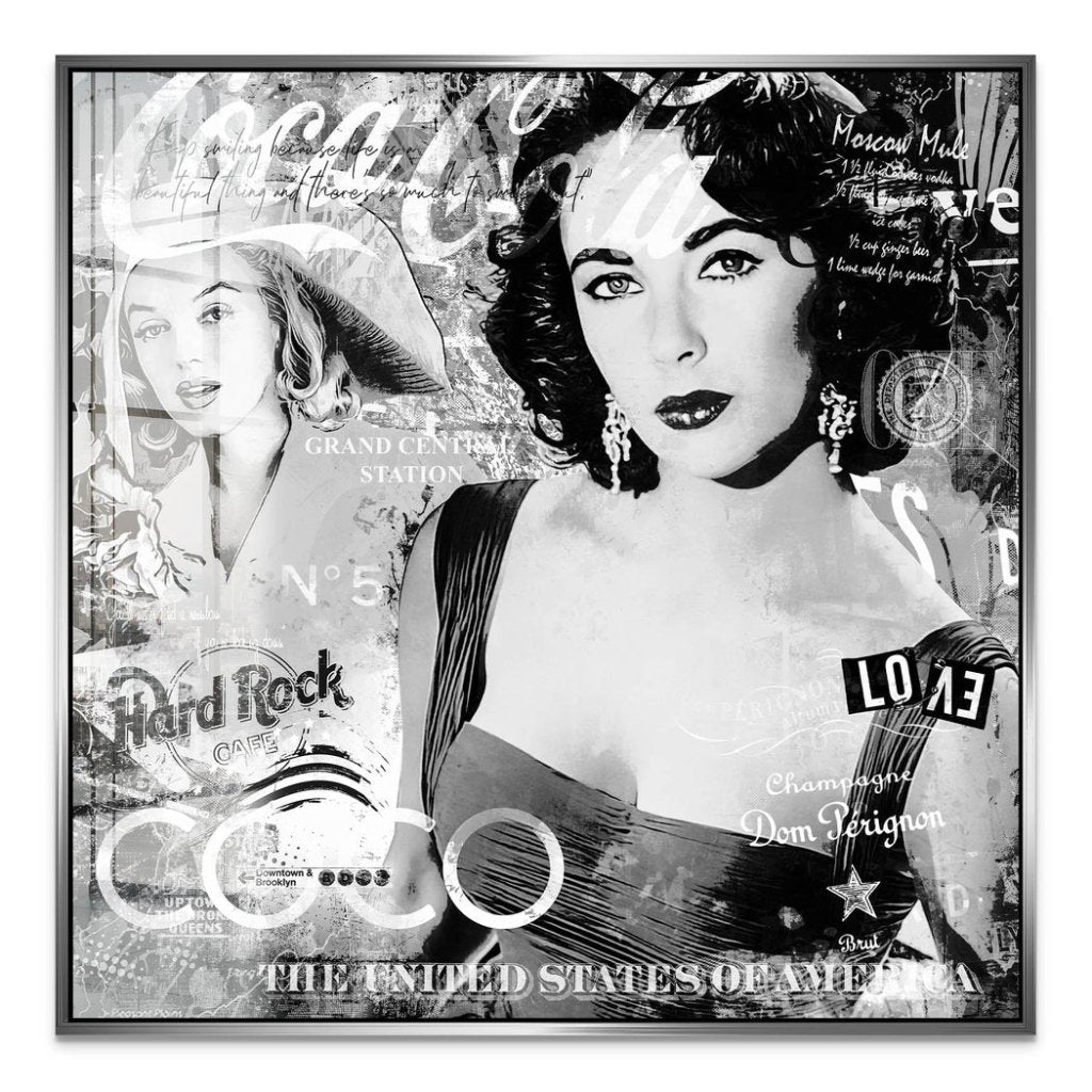 Marilyn & Liz Black Pop Art Style Acrylglas Bild INGALERIE