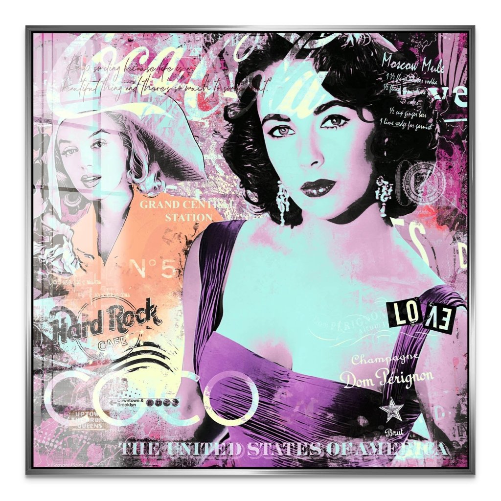 Marilyn & Liz Pop Art Color Style Acrylglas Bild INGALERIE