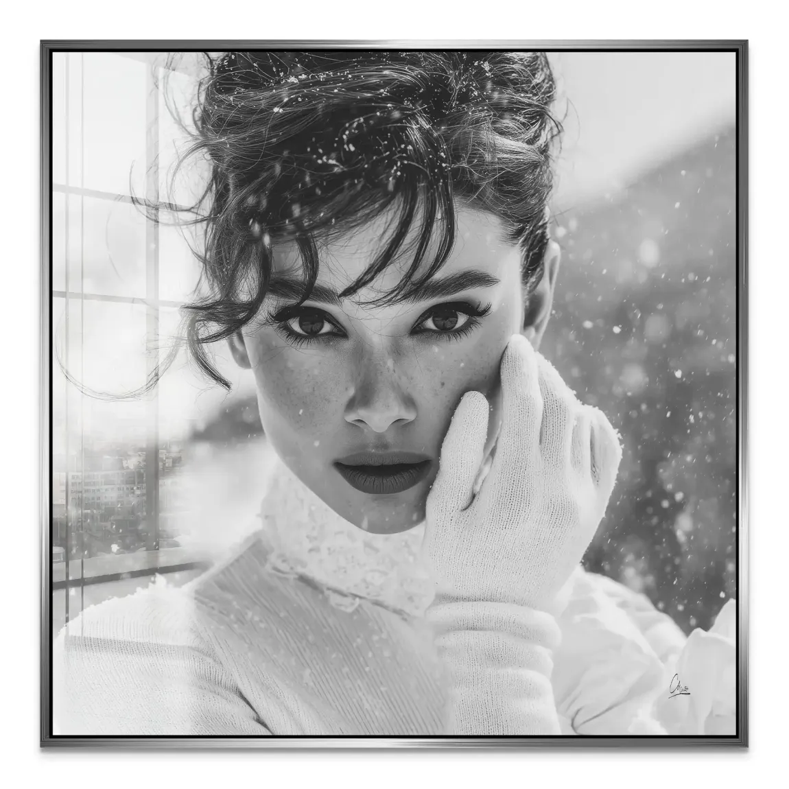 Audrey Hepburn Snow Portrait Acrylglas Bild