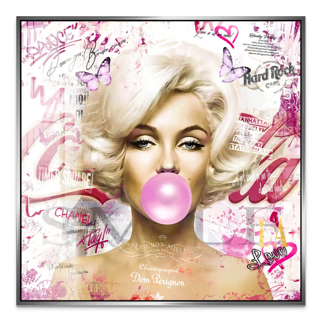 Marilyn Monroe Bubble Gum Streetart Acrylglas Bild INGALERIE