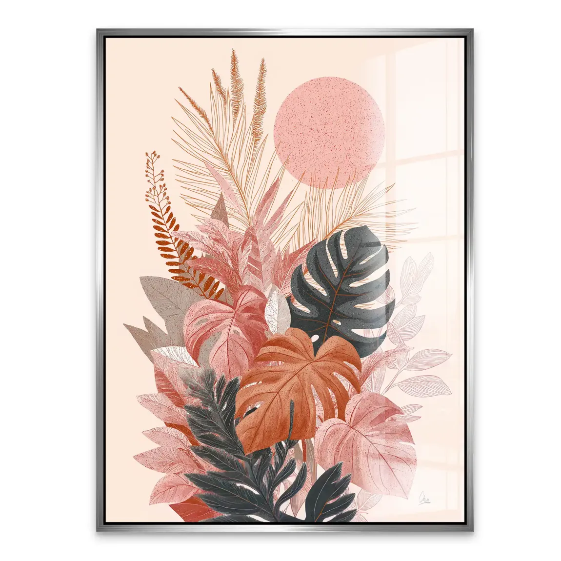 Terracotta Leaves Harmony Acrylglasbild