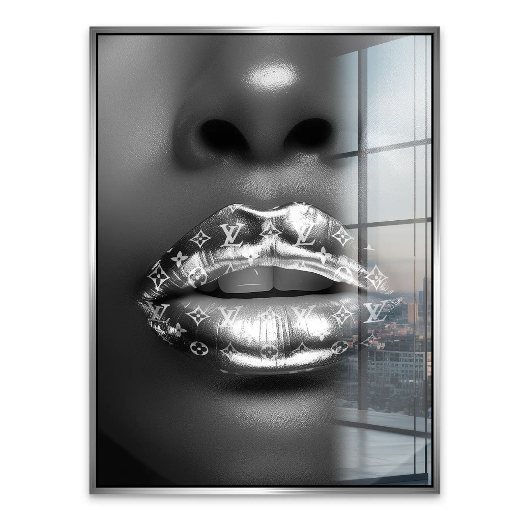 Vuitton Silver Lips Acrylglas Bild INGALERIE