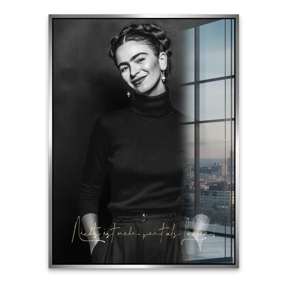 Frida Kahlo stilles Lächeln Acrylglasbild