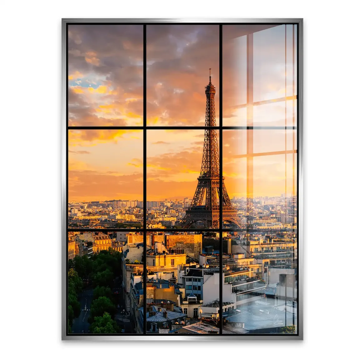 Sunset View Paris Acrylglasbild