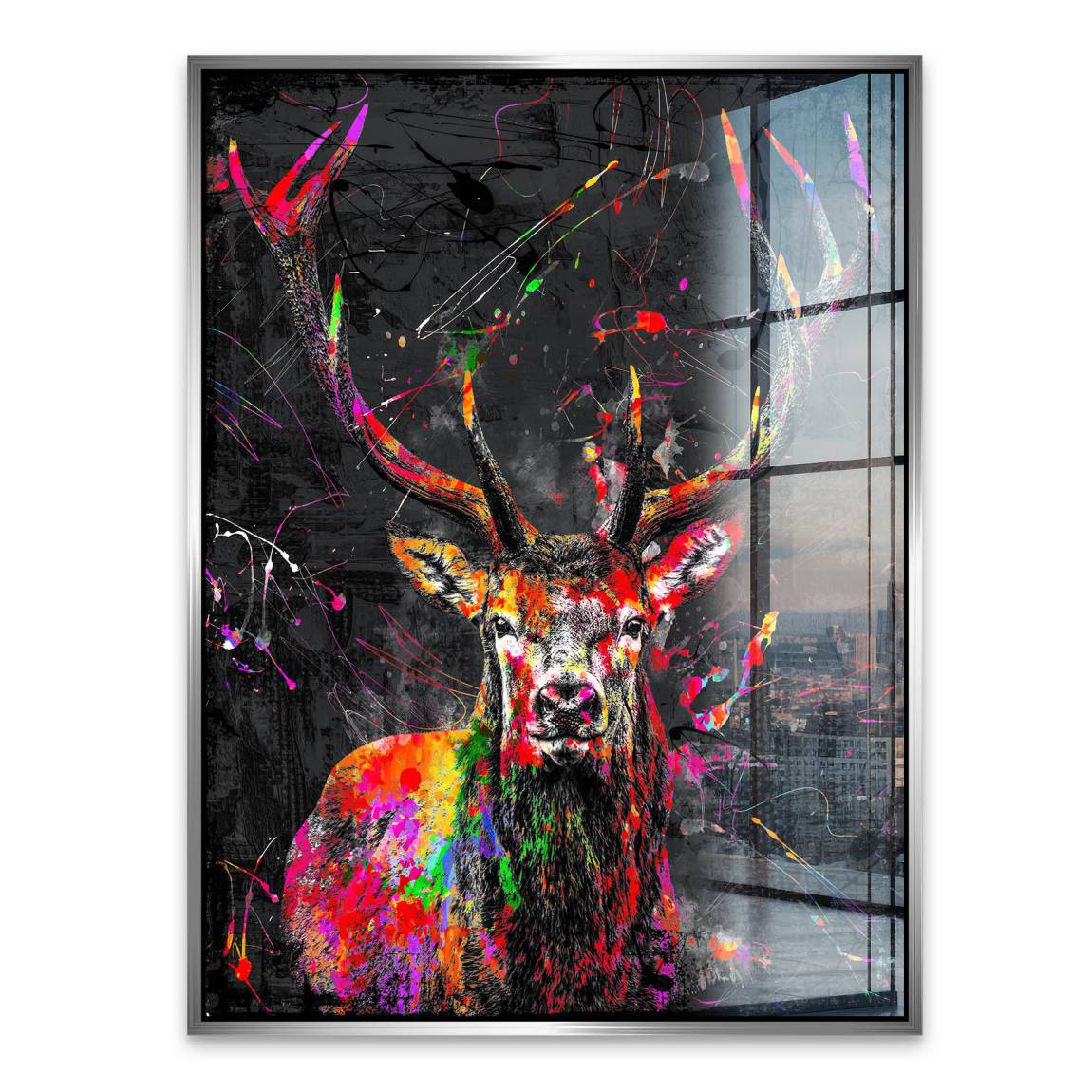 Hirsch Pop Style Acrylglasbild