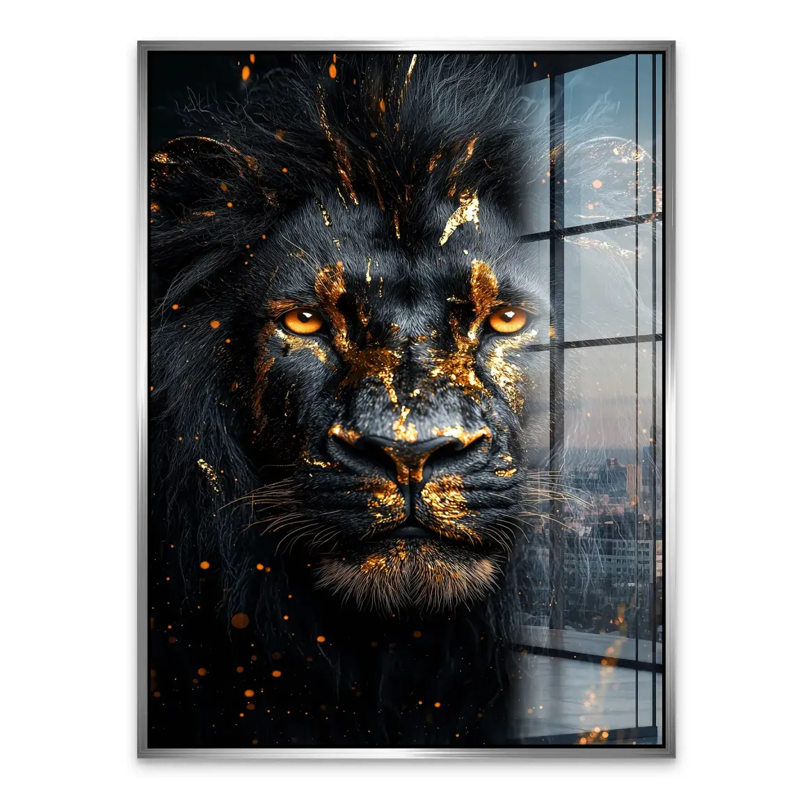 Black Lion in Gold Acrylglasbild INGALERIE
