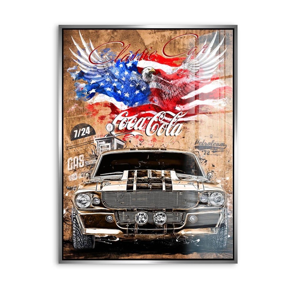 Ford Mustang Pop Art Vintage Style Acrylglas Bild INGALERIE