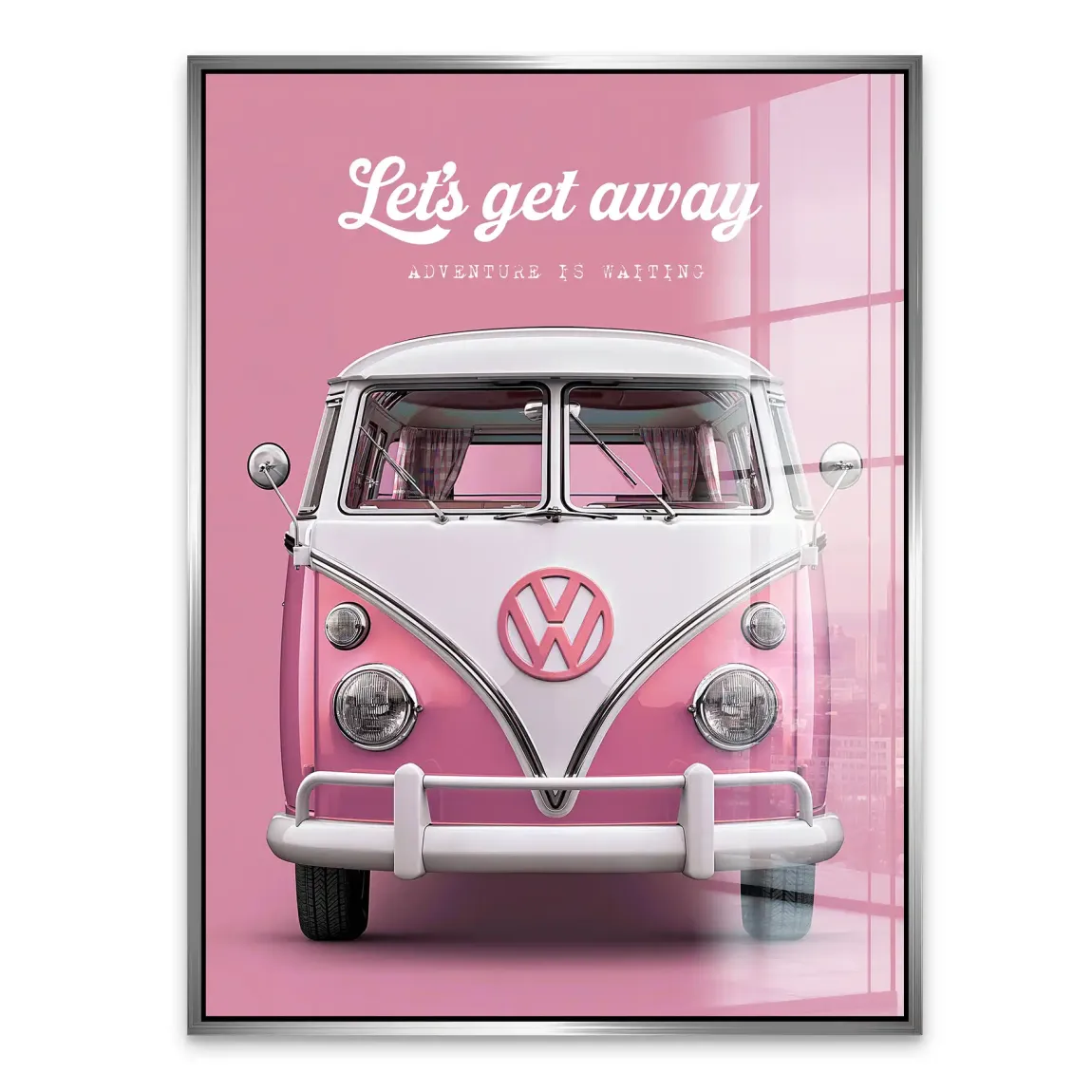 Pink VW Bulli Acrylglasbild