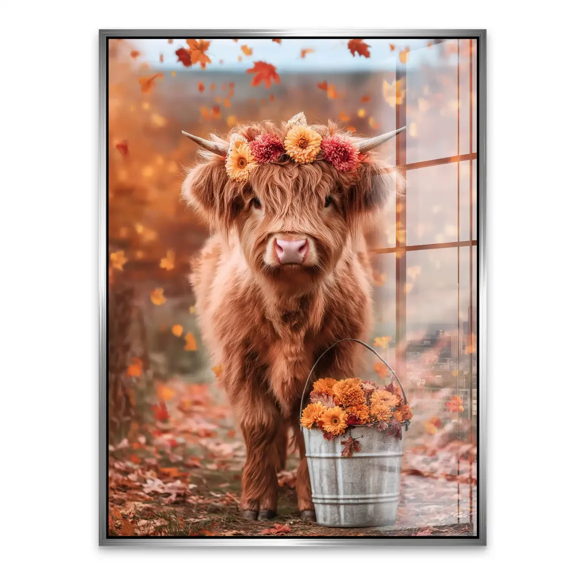 Herbstliebe Highland Acrylglasbild