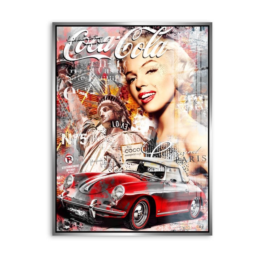 Marilyn Monroe Porsche Pop Art Acrylglas Bild INGALERIE