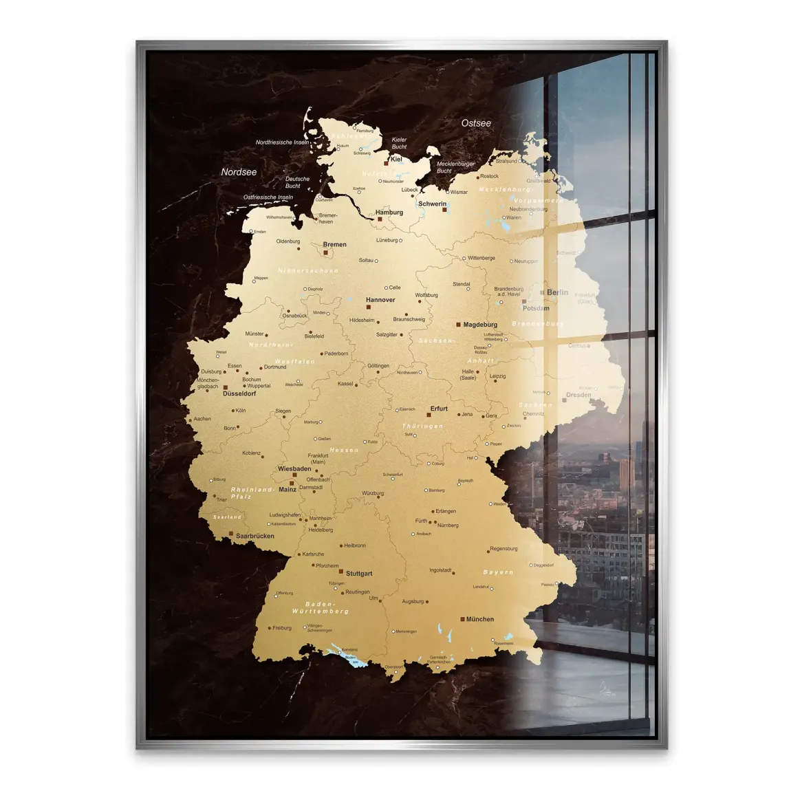 Deutschland Karte Gold Acrylglasbild