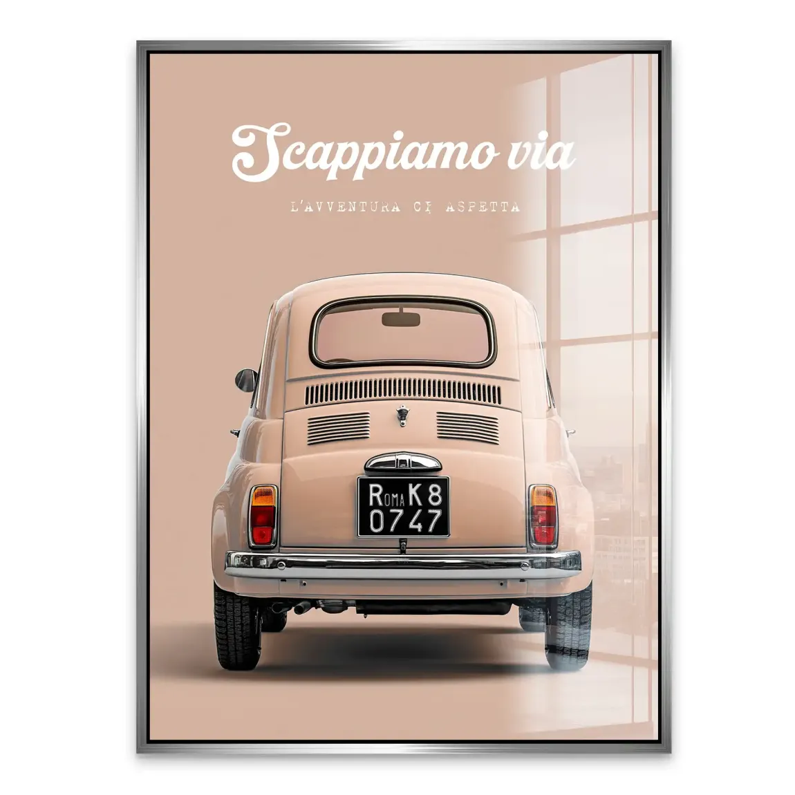 Fiat 500 Crema Acrylglasbild