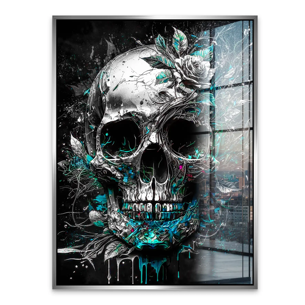 Totenkopf Silver Style Acrylglas Bild INGALERIE