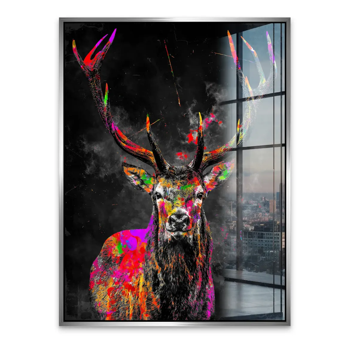 Bunter Hirsch Acrylglasbild