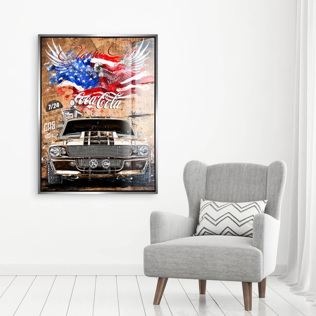 Ford Mustang Pop Art Vintage Style Acrylglas Bild INGALERIE