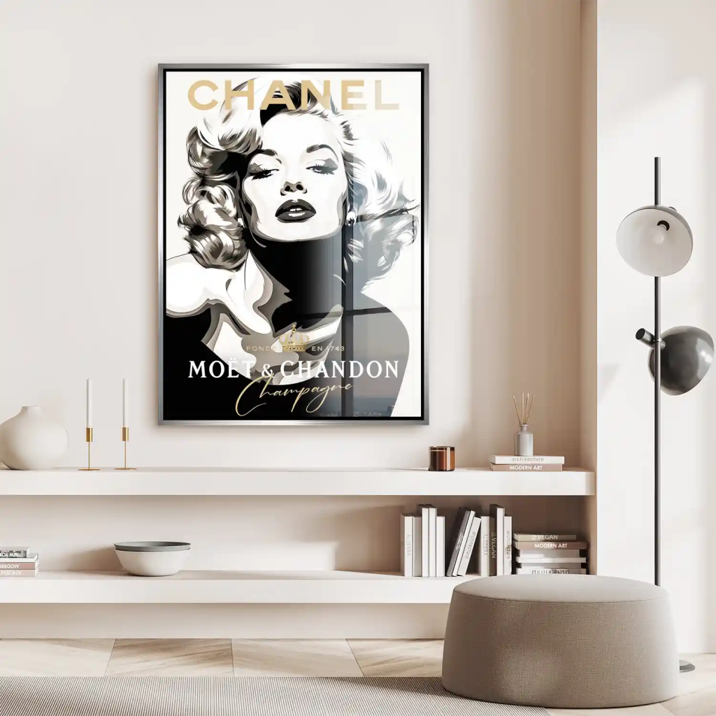 Marilyn Monroe Champagner Pop Art Acrylglas Bild INGALERIE