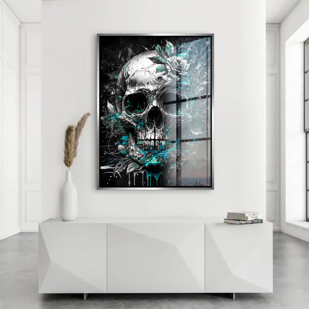 Totenkopf Silver Style Acrylglas Bild INGALERIE