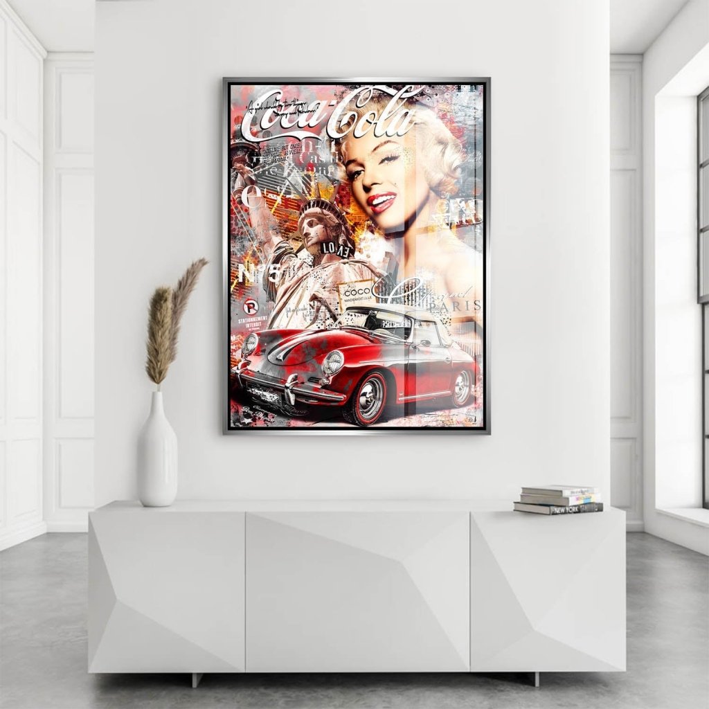 Marilyn Monroe Porsche Pop Art AluDibond Bild INGALERIE