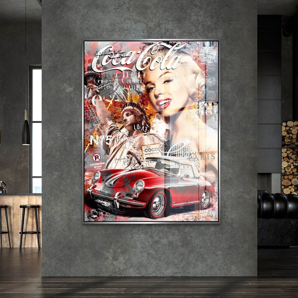 Marilyn Monroe Porsche Pop Art Acrylglas Bild INGALERIE