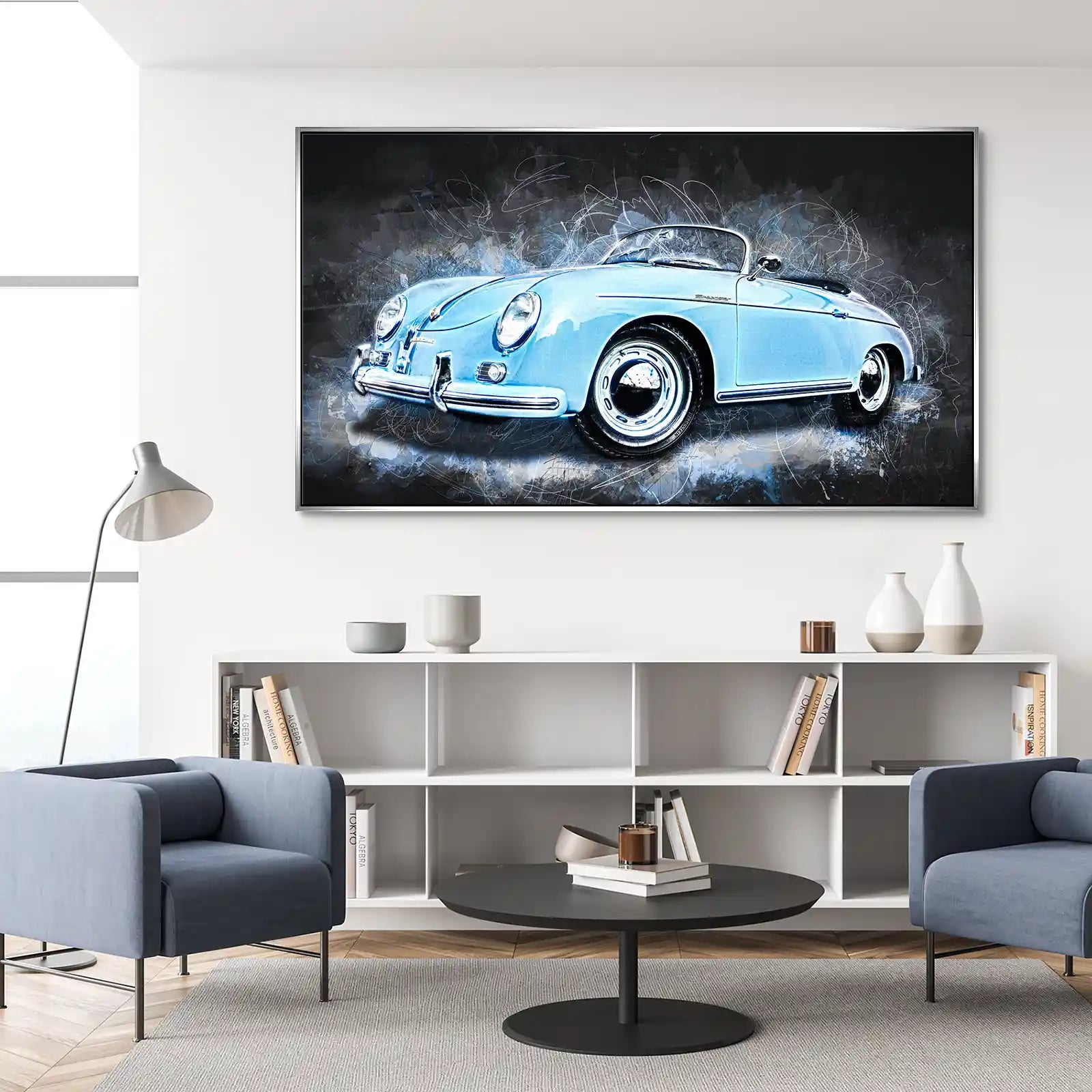 Blue Porsche Speedster Abstrakt Style Aludibond Bild INGALERIE