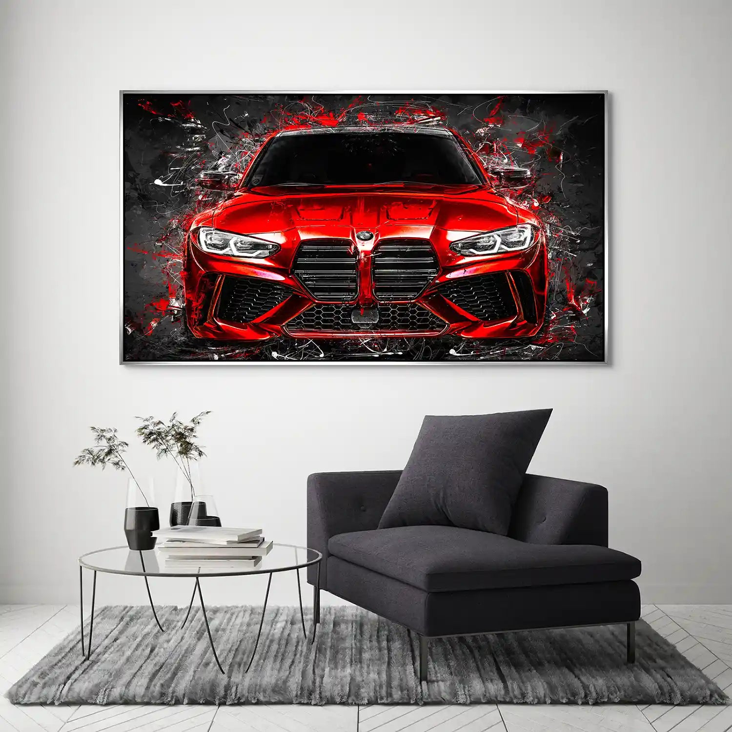 BMW M4 Abstrakt Red Style Aludibond Bild INGALERIE