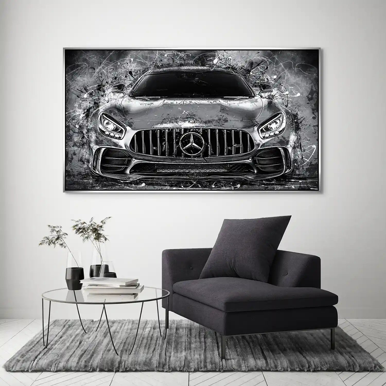 Mercedes AMG GT Silver Style Aludibond Bild INGALERIE