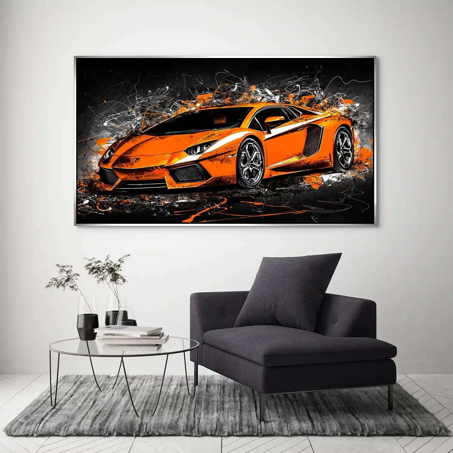 Lambo Aventador Abstrakt Orange Aludibond Bild INGALERIE