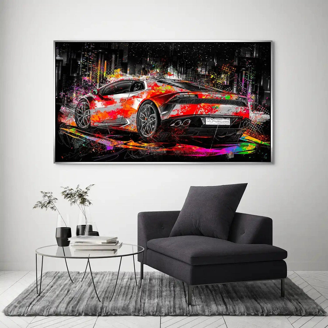 Lambo Huracan Pop Art Style Aludibond Bild INGALERIE