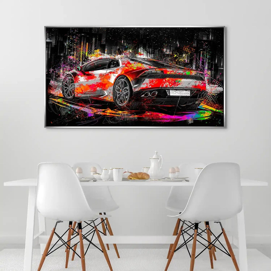 Lambo Huracan Pop Art Style Aludibond Bild INGALERIE