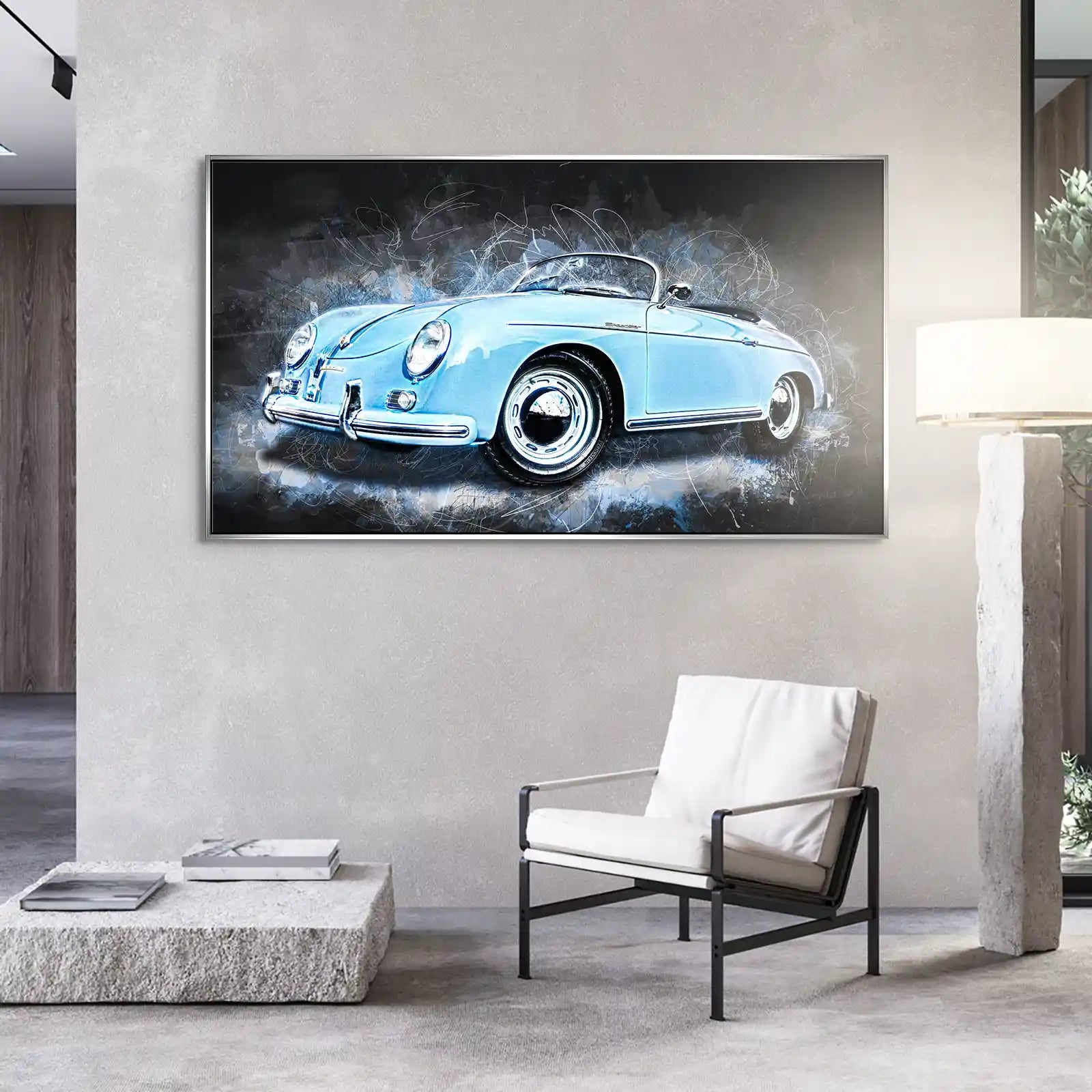 Blue Porsche Speedster Abstrakt Style Aludibond Bild INGALERIE