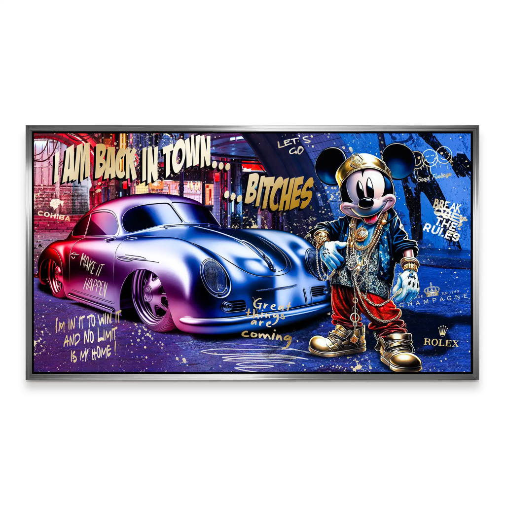 Micky Porsche 356 Pop Art Style Aludibond Bild INGALERIE