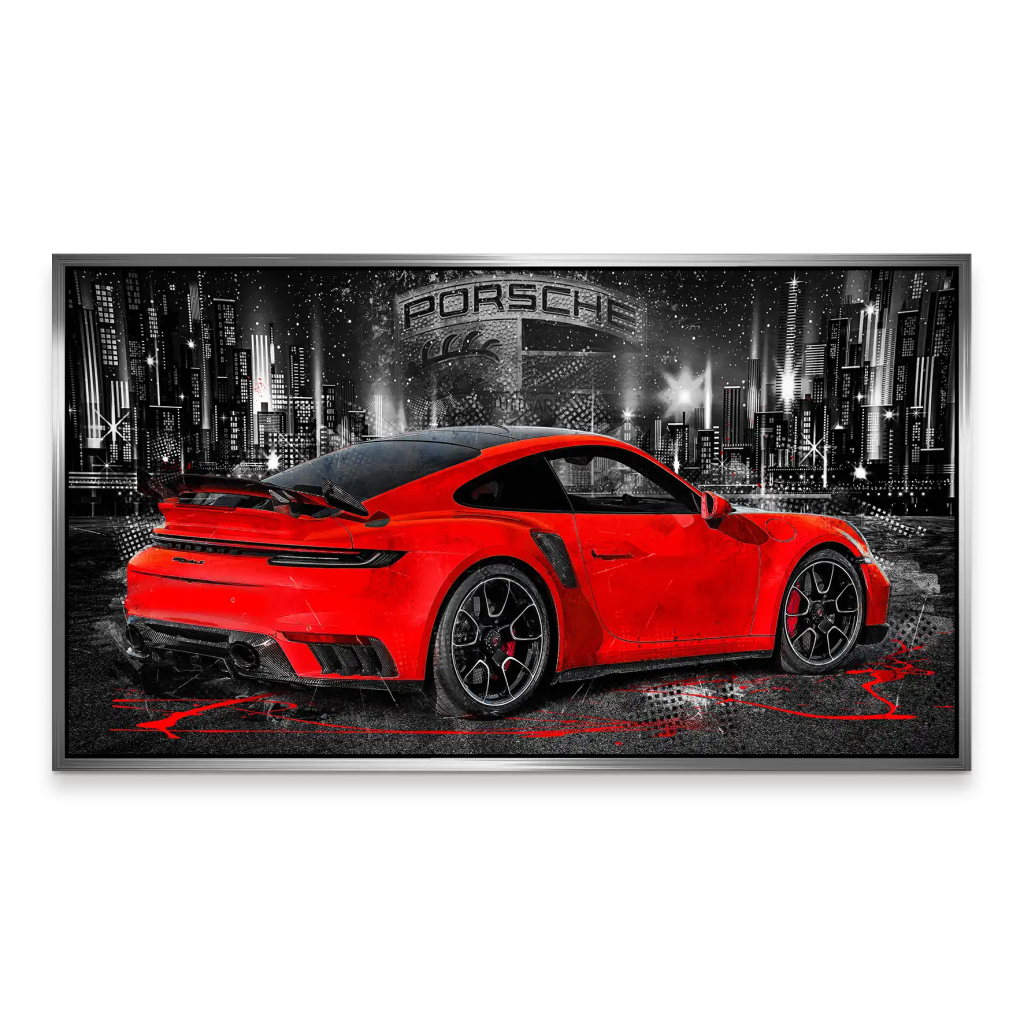 Porsche 911 Turbo Abstrakt Rot Aludibond Bild INGALERIE