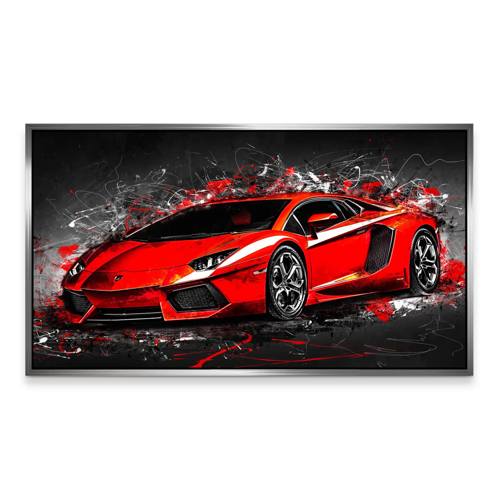 Lambo Aventador Abstrakt Rot Aludibond Bild INGALERIE