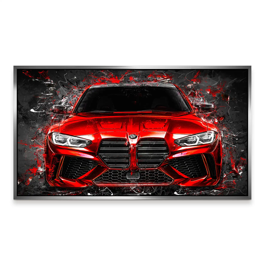 BMW M4 Abstrakt Red Style Aludibond Bild INGALERIE