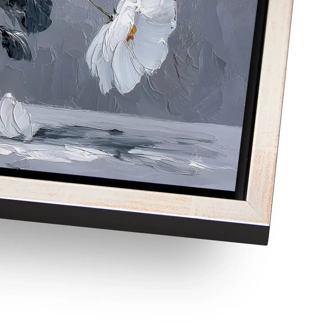 Silver White Blossom Art Aludibond Bild