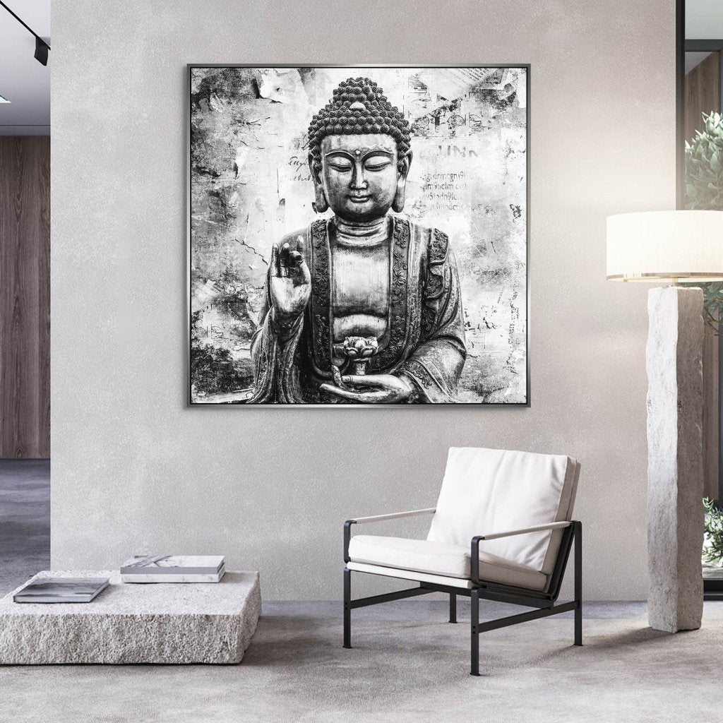 Buddha Abstrakt Black & White AluDibond Bild INGALERIE