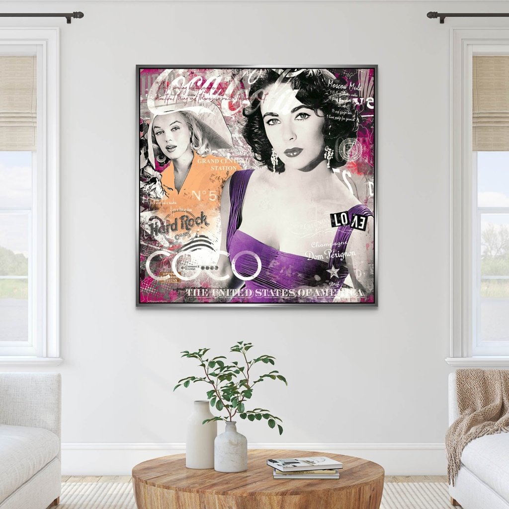 Marilyn & Liz Pop Art Modern Style AluDibond Bild INGALERIE