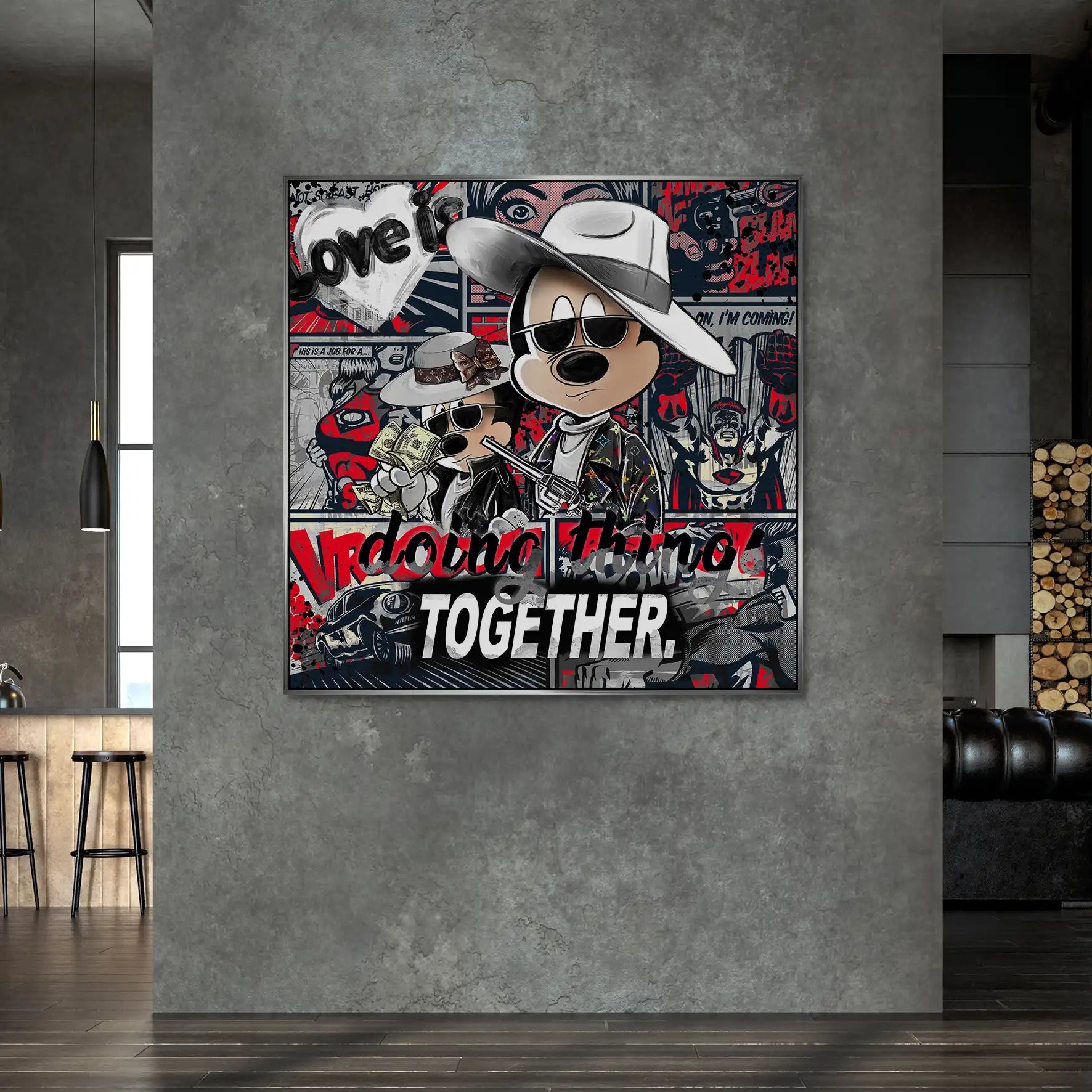 Micky & Minnie Gangster Style AluDibond Bild INGALERIE