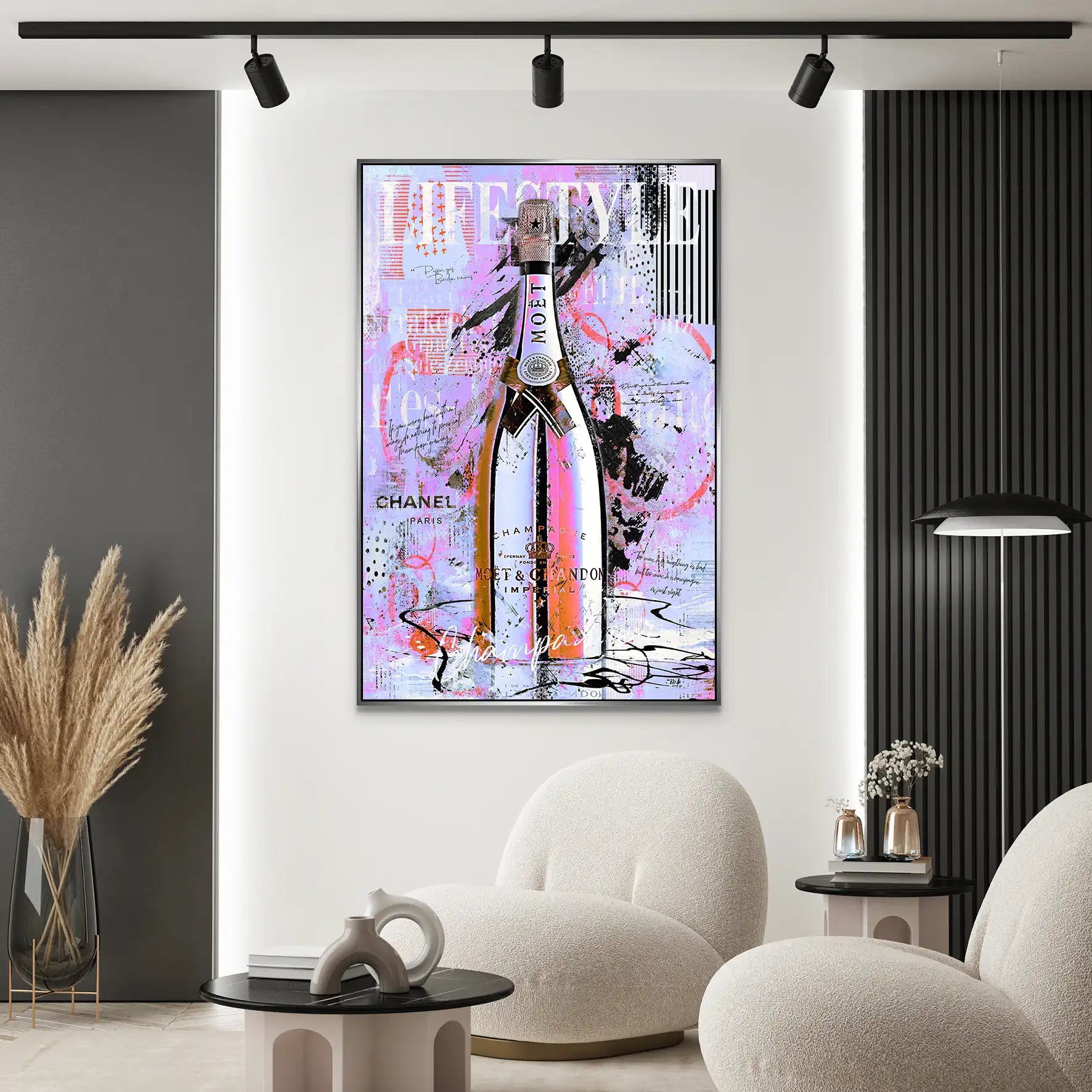 Champagner Pop Art AluDibond Bild INGALERIE