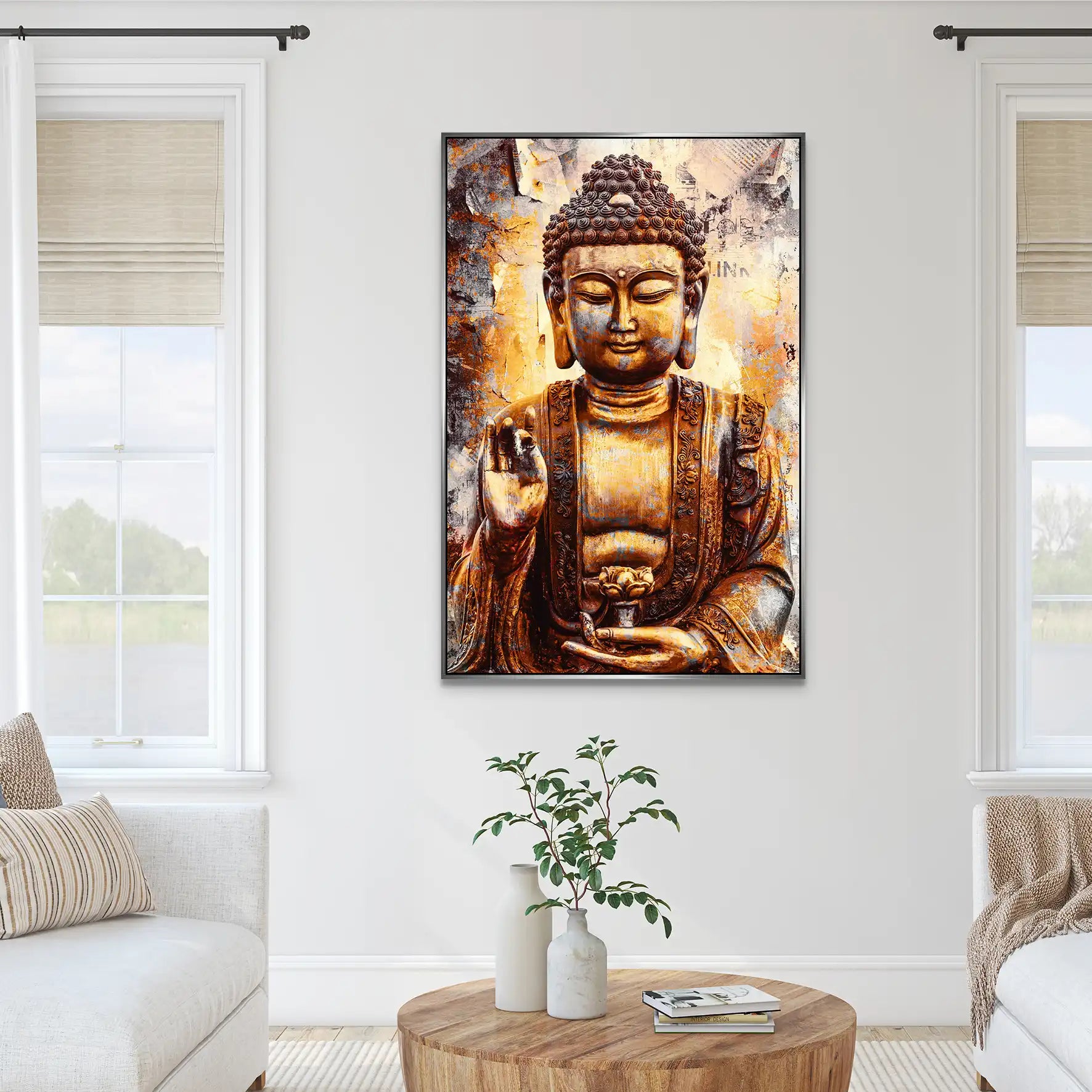 Buddha Retro Style AluDibond Bild INGALERIE