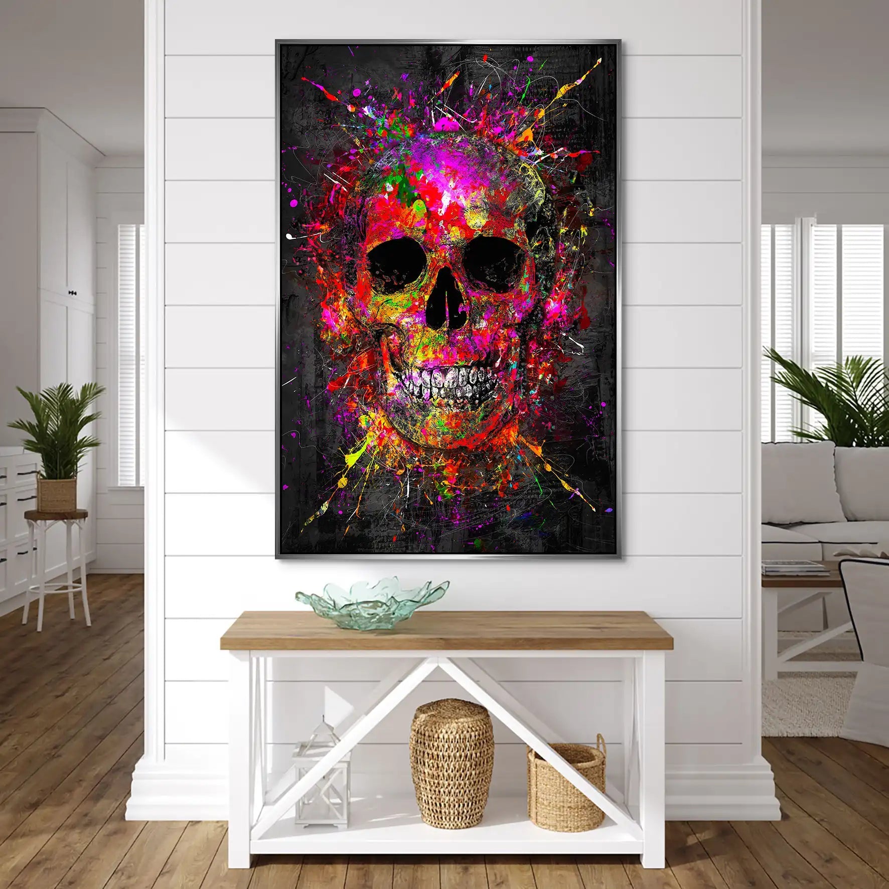 Totenkopf Abstrakt Color Art AluDibond Bild INGALERIE