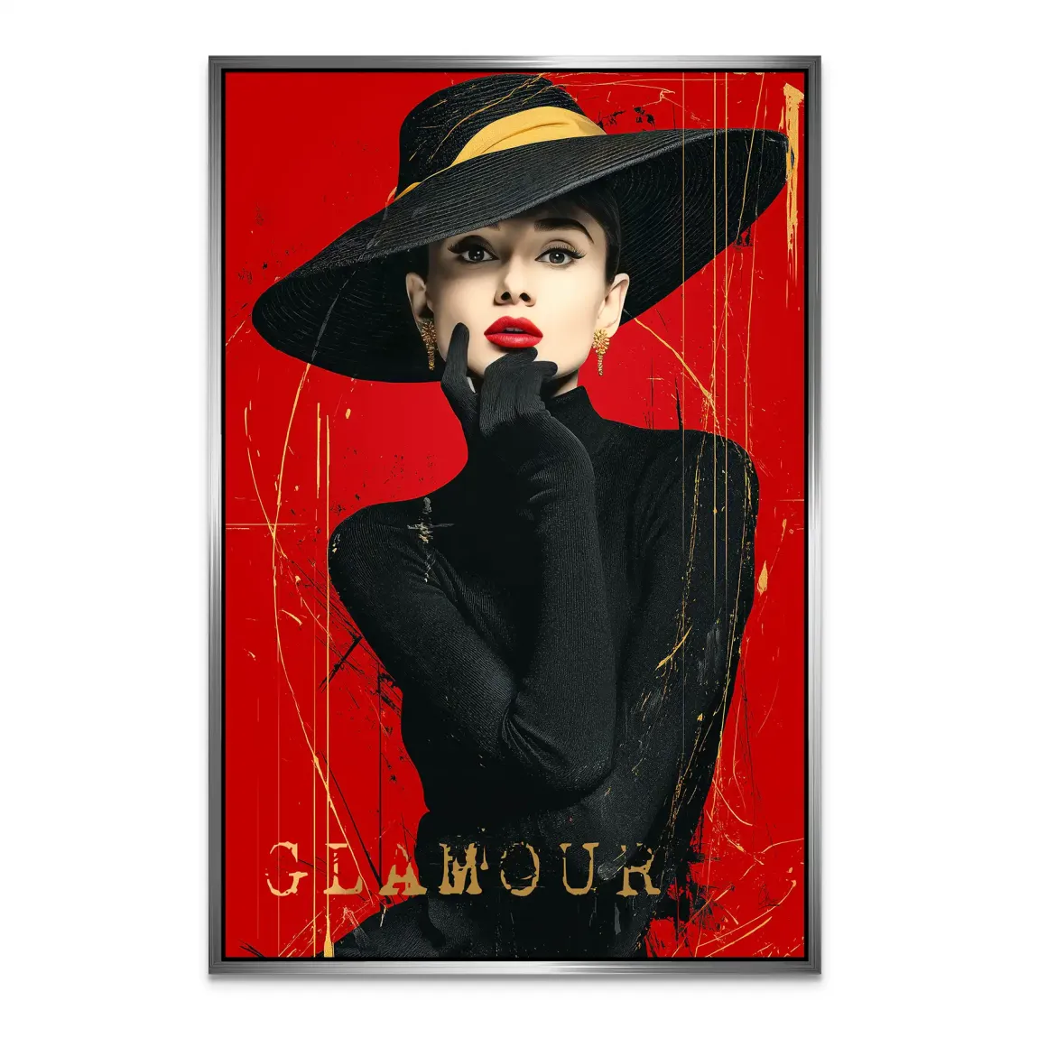 Audrey Hepburn Red Glamour Alu Dibond Bild