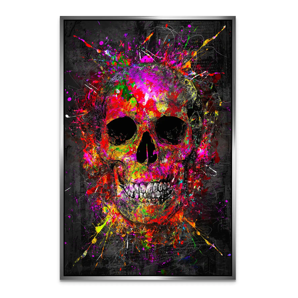 Totenkopf Abstrakt Color Art AluDibond Bild INGALERIE