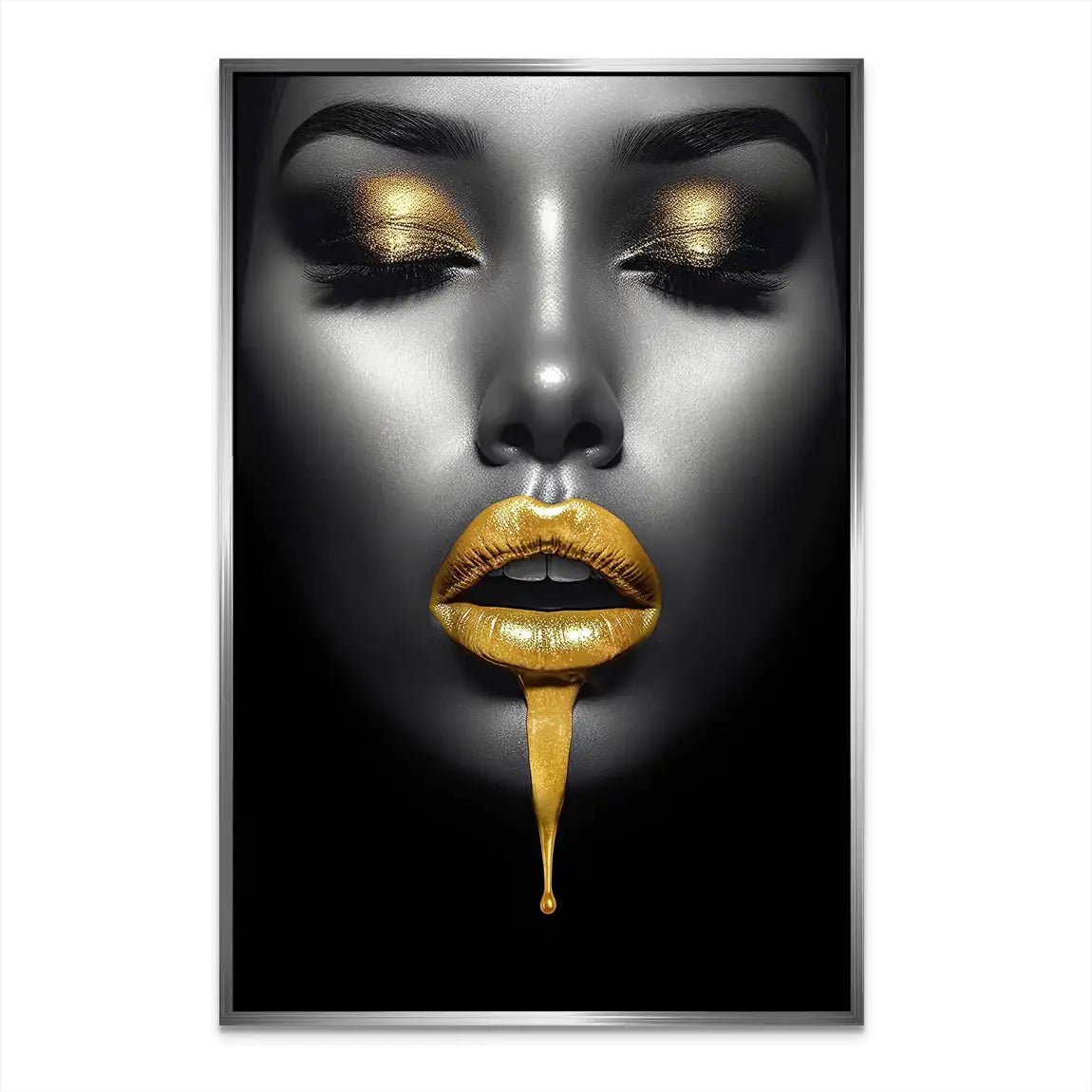 Gold Lips Beauty AluDibond Bild INGALERIE