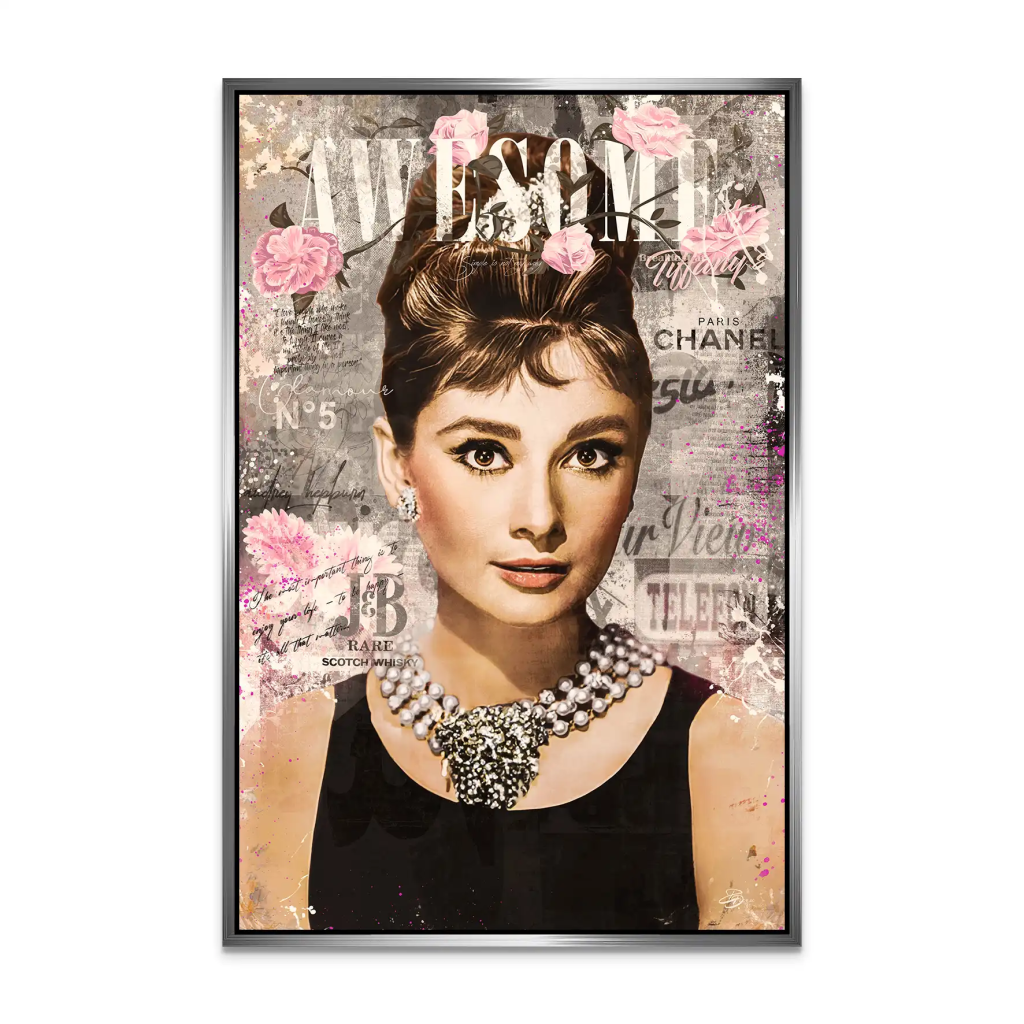 Audrey Hepburn Awesome Retro Pop Art AluDibond Bild INGALERIE