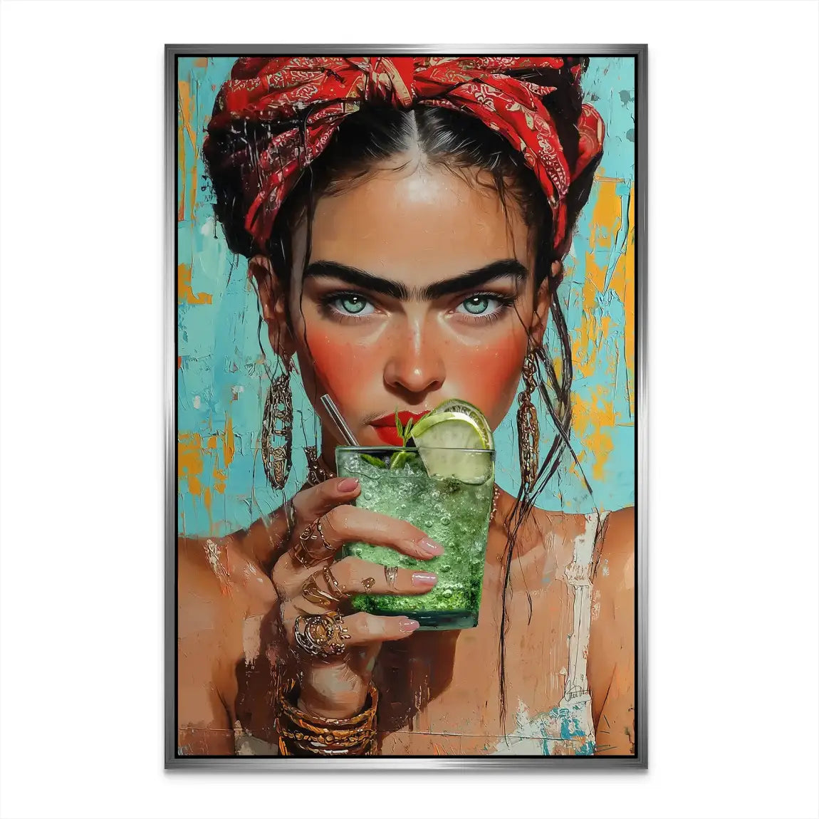 Frida Kahlo Mint Alu Dibond Bild